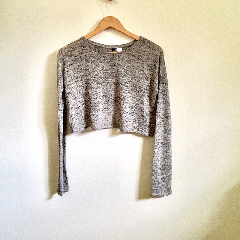 H&M Cropped Grey Heathered Sweater XS